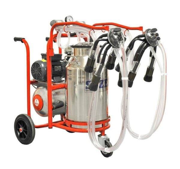 Sezer PLS Çelik Güğüm Çift Başlık İnek Sağım Makinesi