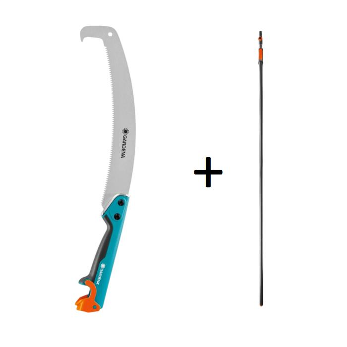 Gardena 8738 Kıvrımlı Bahçıvan Budama Testeresi + 3721 Combisystem 210-390cm Teleskopik Sap