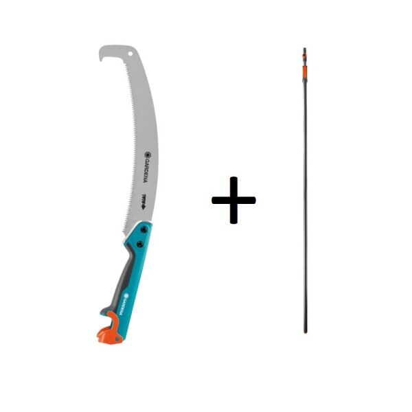 Gardena 8739 Kıvrımlı Bahçıvan Budama Testeresi + 3721 Combisystem 210-390cm Teleskopik Sap