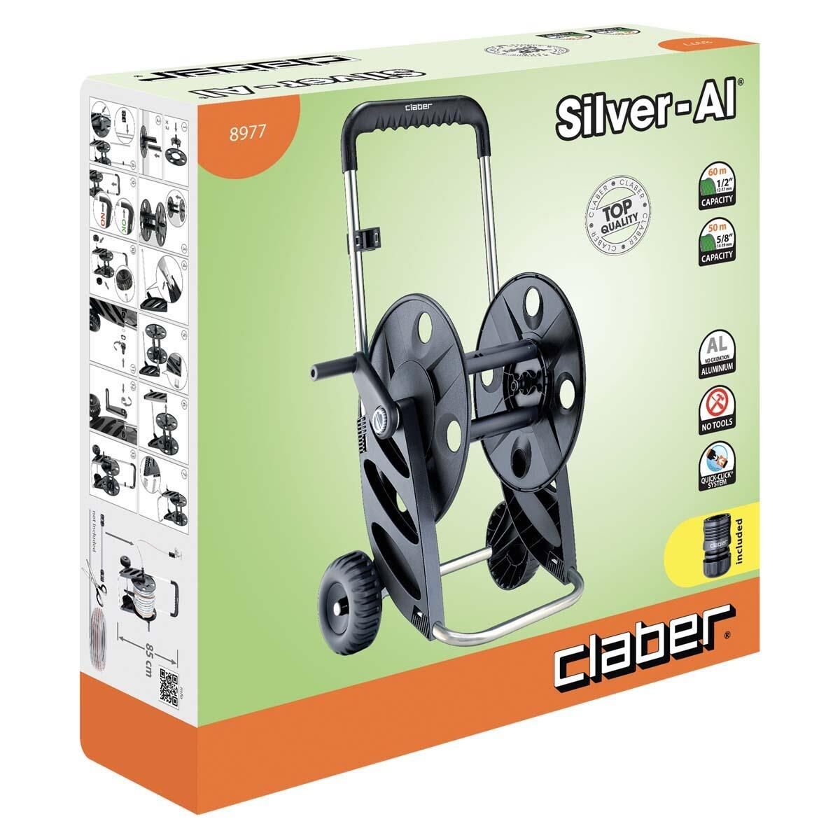 Claber 8977 SILVER AL Hortum Arabası | Tarım Deposu