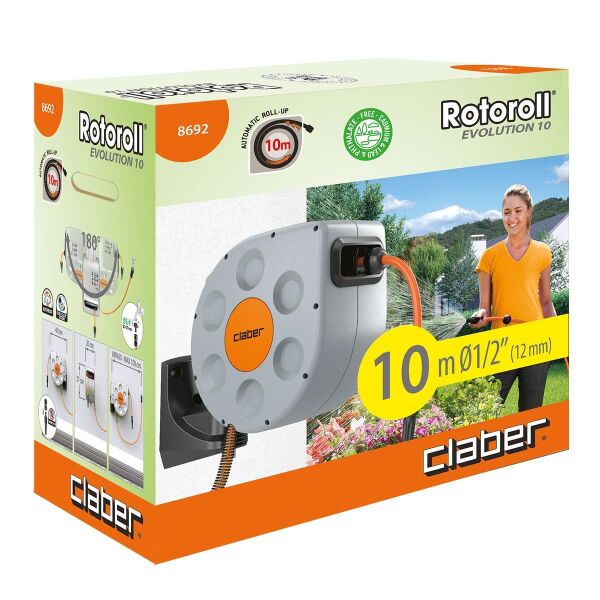 Claber 8692 10 Mt Hortum ve Otomatik Sarma Makarası